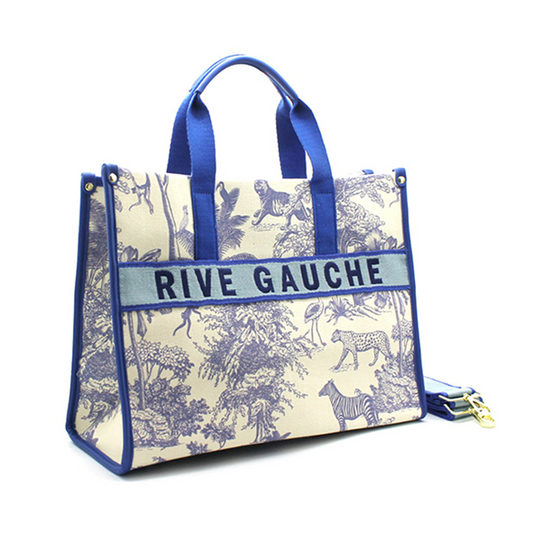 Sac “Rive Gauche” motif toile de Jouy — Bleu/Marine