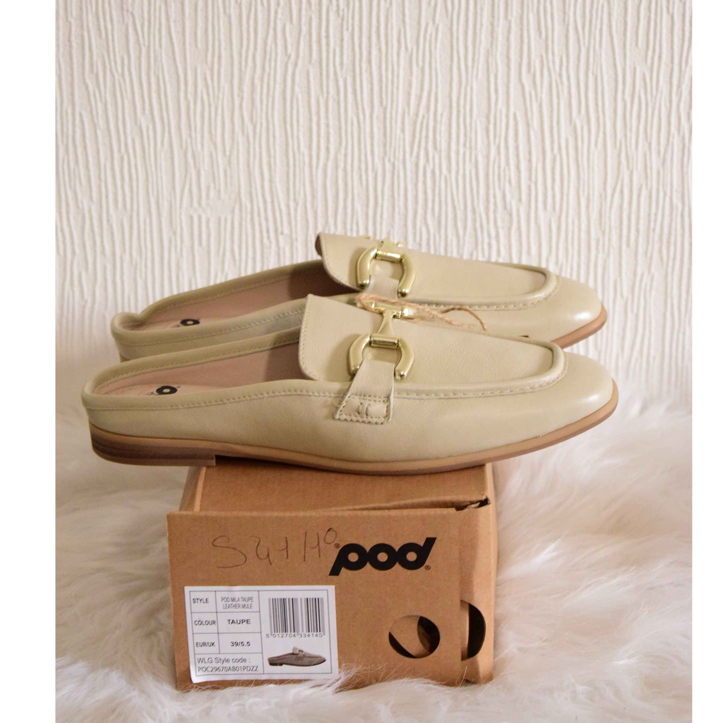Mules Mocassins Femme en Cuir Nude/Beige – POD Mila 39
