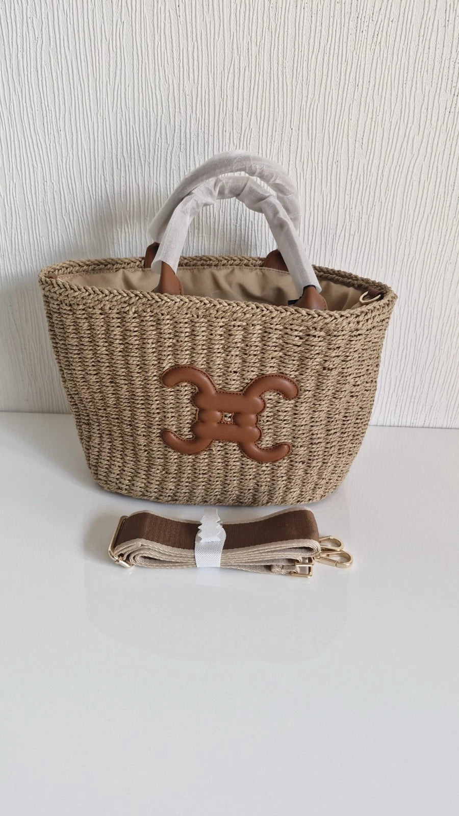 Sac cabas double C en paille