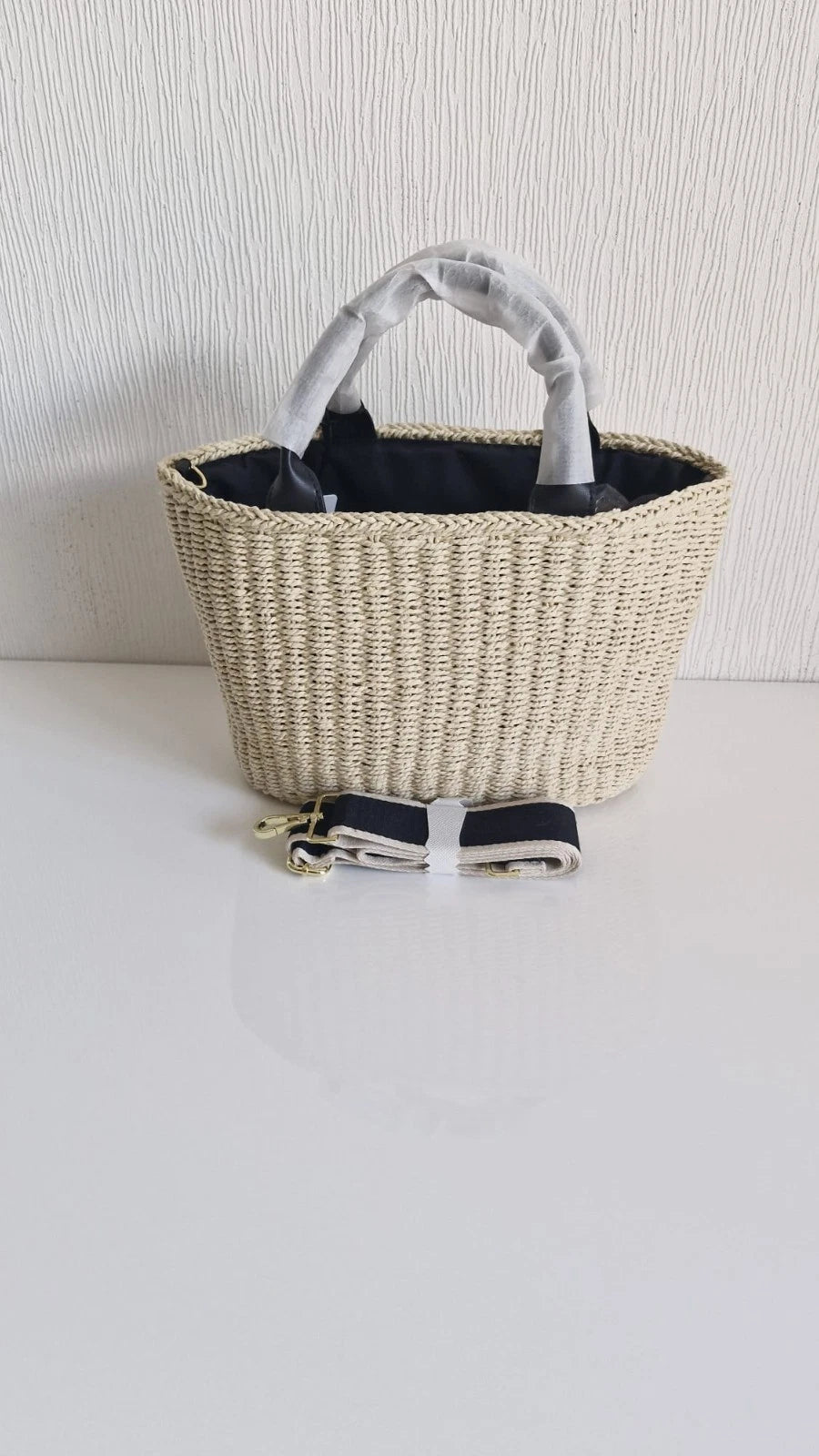 Sac cabas double C en paille